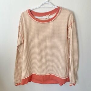 Hem & Thread Coral and Beige Striped Top
